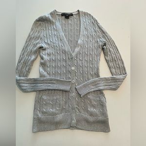 New Ralph Lauren silver metallic cable knit cardigan, sweater jacket